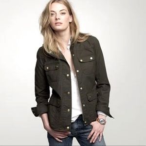 J.Crew Women's S Downtown Field Jacket Black Waxed Cotton Gold Hardware A1